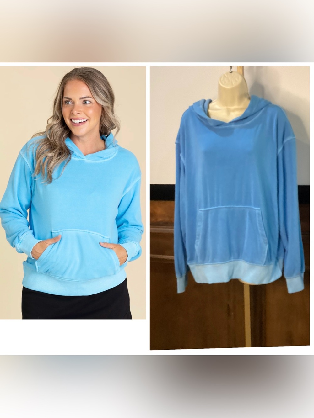 NWOT SIZE L Zenana Outfitters Sky Blue Pullover Hoodie